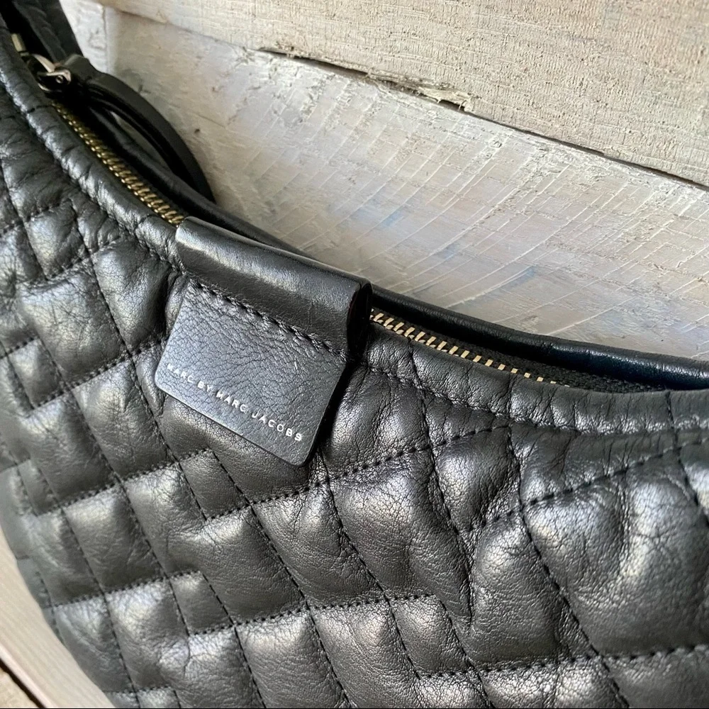 Marc by Marc Jacobs Moto Black Leather Quilted Shoulder or Crossbody Bag - Picture 4 of 10